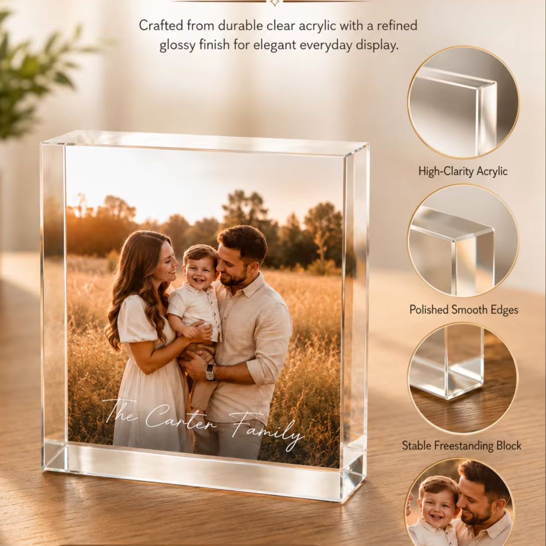 Photo Acrylic Block - Spersonalizowany rodzinny blok fotograficzny z akrylu,