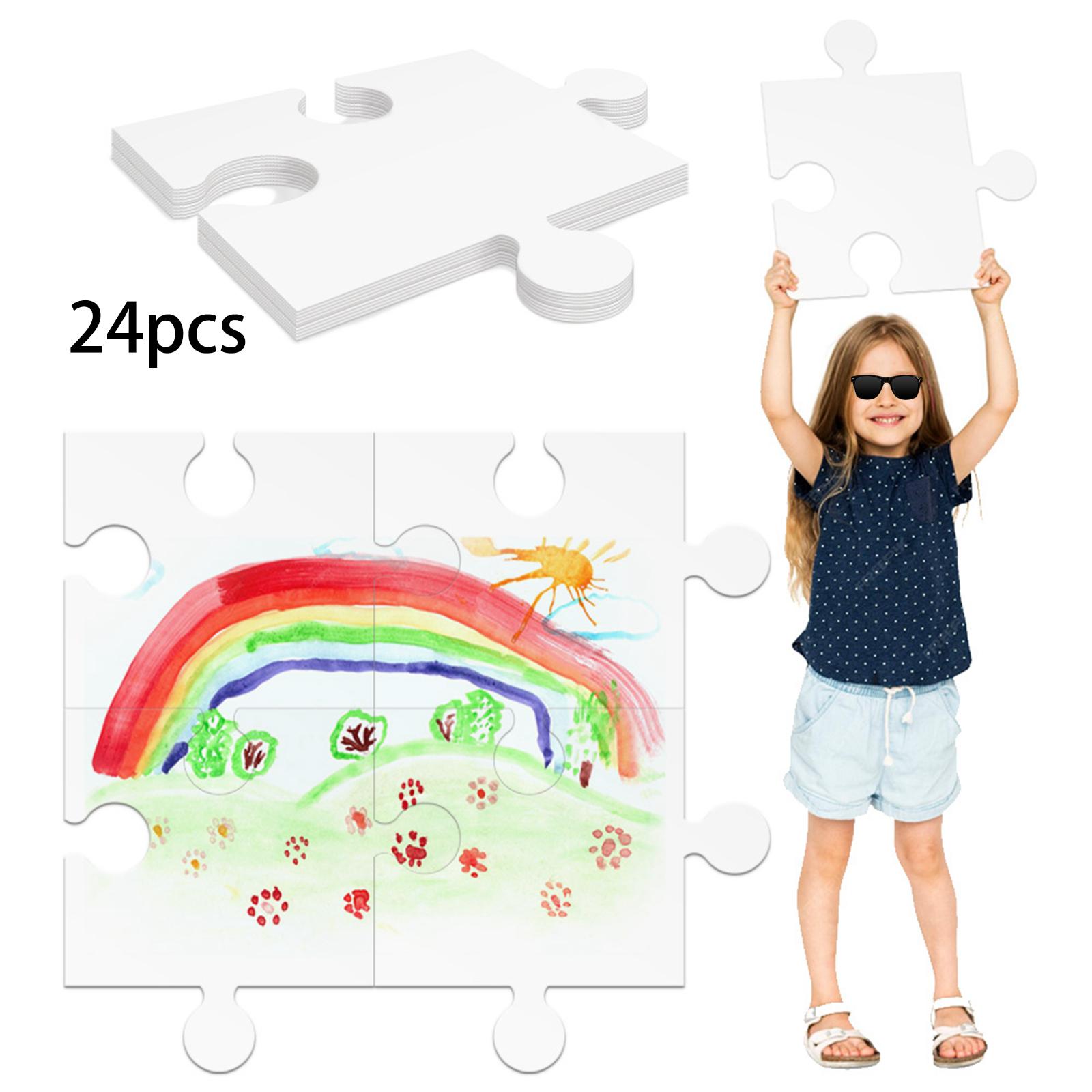 Puzzle Blank White - 24 sztuki białych kartonowych puzzli bez