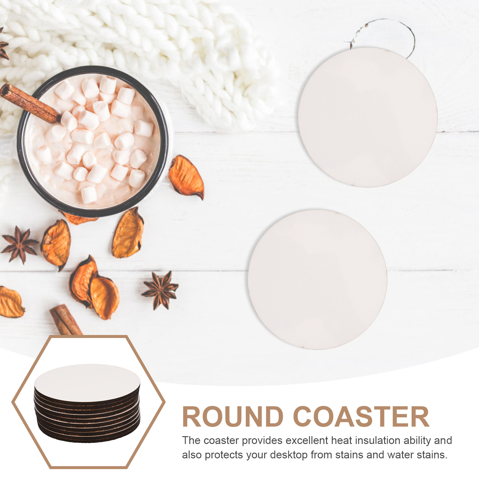 10 szt. drewnianych podkładek  – Coaster Sublimation Blank recenzja i cena